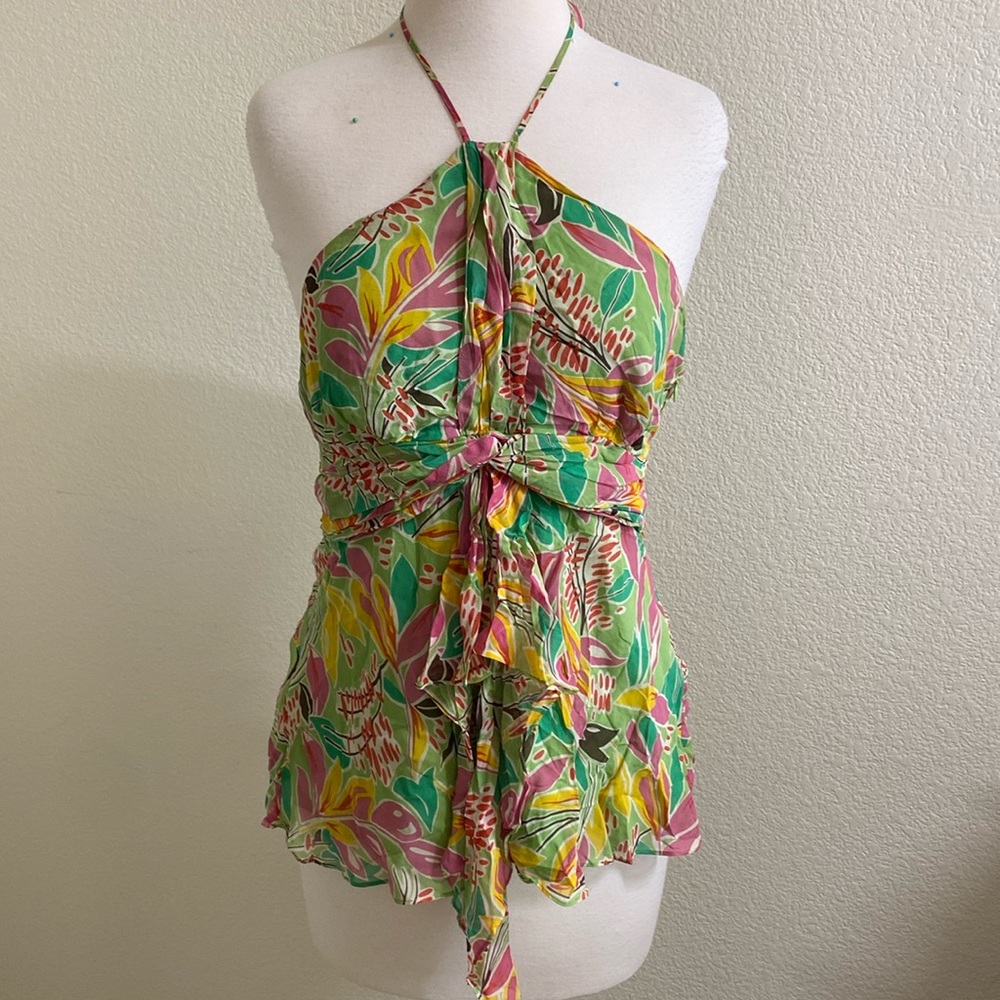 BCBG Maxazria Green Silk Top
